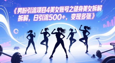男粉引流项目4美女账号之健身美女拆解，日引流500+，变现多张-墨月宝藏铺