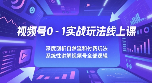 视频号0-1实战玩法线上课，深度剖析自然流和付费玩法，统性讲解视频号全部逻辑-墨月宝藏铺