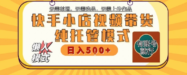 快手小店托管代运营，无需剪辑，无需选品，无需上传作品，全程无需操作，轻松月入5k+【揭秘】-墨月宝藏铺
