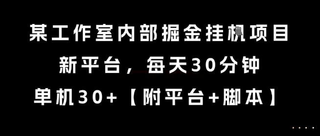 某工作室内部掘金挂G项目，新平台，每天30分钟，单机30+【揭秘】-墨月宝藏铺