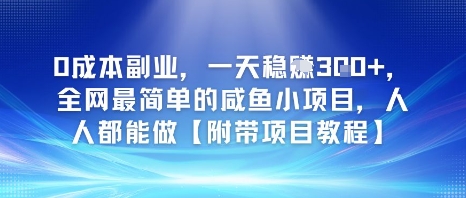 0成本副业，一天稳入3张，全网最简单的咸鱼小项目，人人都能做【附带项目教程】-墨月宝藏铺