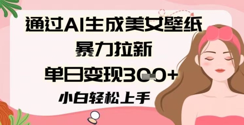 通过AI生成美女壁纸暴力拉新，单日变现3张+，小白轻松上手-墨月宝藏铺
