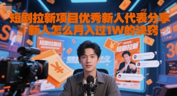 短剧拉新项目优秀新人代表分享新人怎么月入过1W的诀窍-墨月宝藏铺