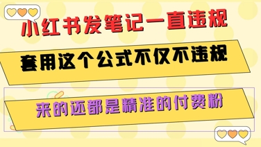 小红书发笔记一直违规，套用这个公式不仅不违规，来的还都是精准的付费粉-墨月宝藏铺