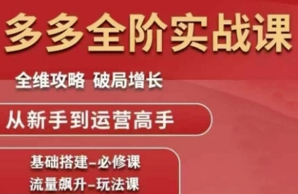 拼多多全阶实战课程，全维攻略，破局增长，从新手到运营高手-墨月宝藏铺