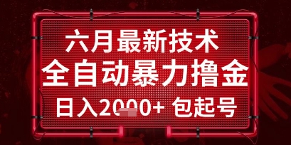 六月最新技术全自动暴力撸金，稳定日入2k+包起号，长期稳定【揭秘】-墨月宝藏铺