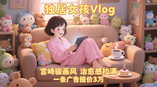单个账号涨粉71W！用AI制作独居女孩Vlog，宫崎骏画风，治愈感拉满，一条广告报价3W-墨月宝藏铺