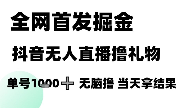 全网首发掘金抖音无人直播撸礼物，单号1k +无脑撸，当天拿结果【揭秘】-墨月宝藏铺