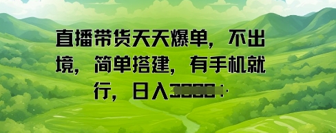 直播带货天天爆单，不出境，简单搭建，有手机就行，日入多张-墨月宝藏铺
