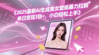 2025最新AI生成美女壁纸暴力拉新, 单日变现3张+，小白轻松上手-墨月宝藏铺